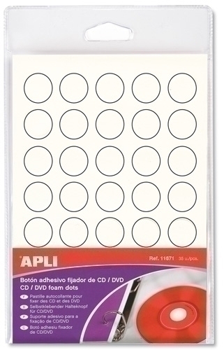 APLI - BOTON ADHESIVO FIJADOR CD/DVD 35 UDS (Ref.11671)