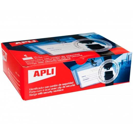 APLI - CAJA DE 25 IDENTIFICADOR HORIZONTAL 90X56MM CON CORDÓN DE SEGURIDAD (Ref.11744)