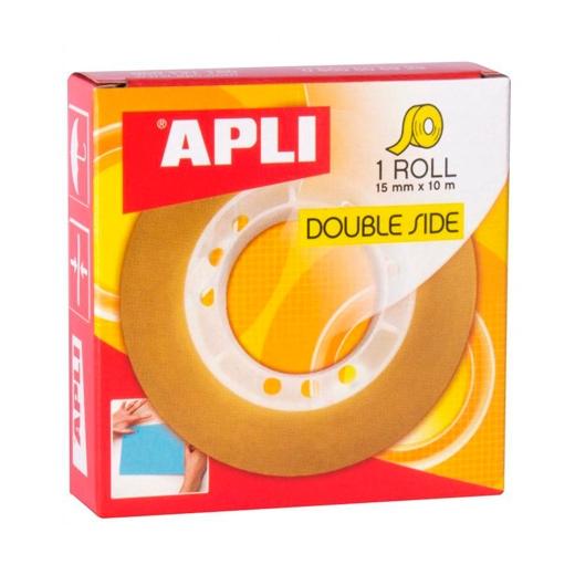 APLI - CINTA ADHESIVA DOBLE CARA ROLLO 15MMX10M TRANSPARENTE -20U- (Ref.11505)