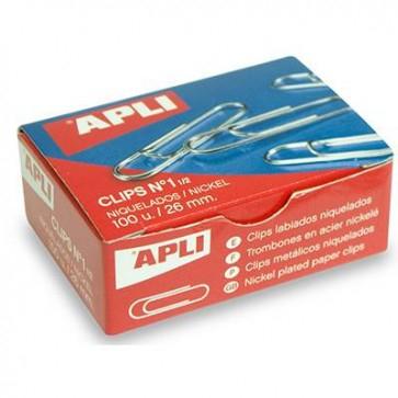 APLI - CLIPS PLATEADOS Nº 1½ - 26MM CAJA DE 100 -10 CAJAS- (Ref.11713)