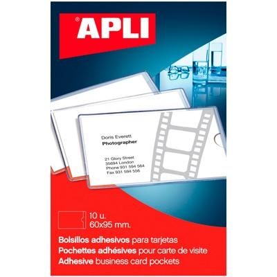 APLI - FUNDA ADHESIVA 60x95mm BOLSILLO para TARJETAS PAQUETE de 10 (Ref.2580)