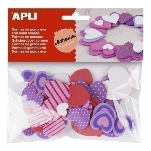 APLI - GOMA EVA FORMAS ADHESIVAS CORAZONES BOLSA de 40 (Ref.15139)