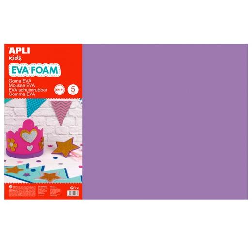 APLI - GOMA EVA HOJA 40x60 cm MORADO PAQUETE de 5 (Ref.12767)