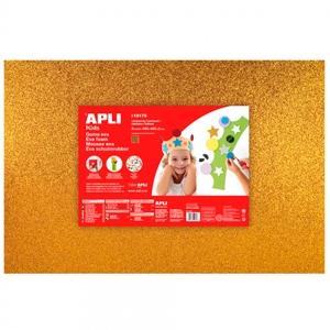 APLI - GOMA EVA HOJA 40x60 cm PURPURINA ORO PAQUETE de 3 (Ref.13175)