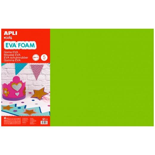 APLI - GOMA EVA HOJA 40x60 cm VERDE CLARO PAQUETE de 5 (Ref.12762)