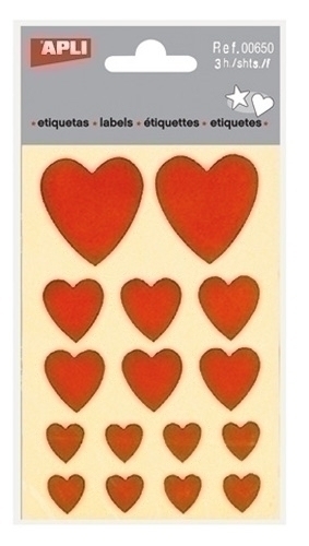 APLI - GOMETS CORAZONES BOLSA 3h ROJO 48 uds. (00) (Ref.650)