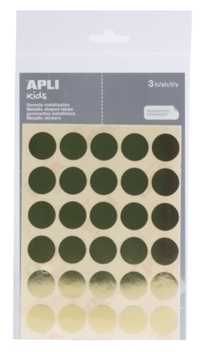 APLI - GOMETS METALIZADOS BOLSA 3h CIRCULO Ø 20 mm ORO 90 uds. () (Ref.11808)