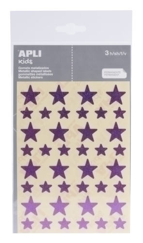 APLI - GOMETS METALIZADOS BOLSA 3h ESTRELLA surt.(GDE.y PEQ.) HOLOGRAFICA LILA 120 uds. () (Ref.12056)