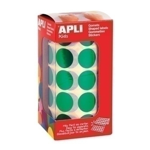 APLI - GOMETS METALIZADOS ROLLO 59h CIRCULO Ø 20 mm VERDE 1.770 uds. () (Ref.12050)