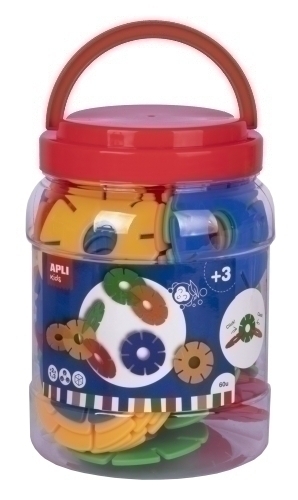APLI - JUEGO EDUCATIVO KIDS DISCOS CONECTORES BOTE DE 60 UD. (Ref.18214)