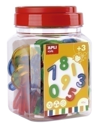 APLI - JUEGO EDUCATIVO KIDS NUMEROS TRANSPARENTES BOTE DE 40 UD. (Ref.17494)