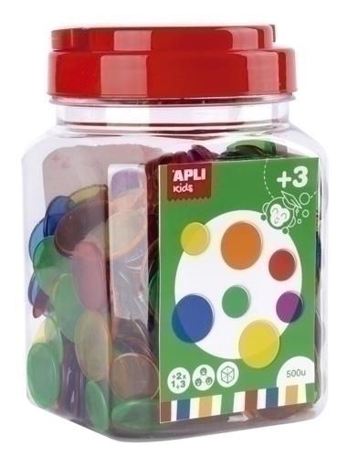APLI - JUEGO EDUCATIVO KIDS PIEZAS TRANSPARENTES PARA CONTAR 500 UD. (Ref.17495)