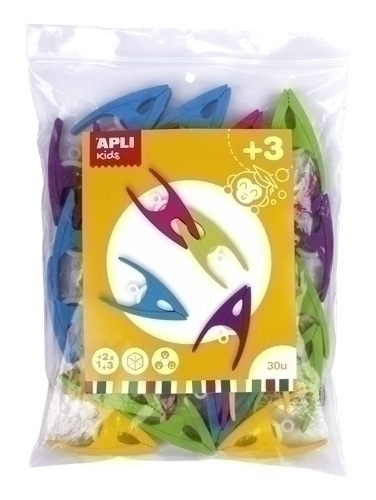 APLI - JUEGO EDUCATIVO KIDS PINZAS DE PLASTICO BOLSA DE 30 UD. (Ref.17491)