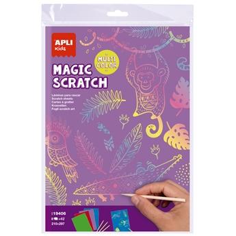 APLI - LÁMINAS RASCA Y DIBUJA SCRATCH&amp;DRAW MULTICOLOR BOLSA DE 8 C/SURTIDOS +4 AÑOS (Ref.19406)
