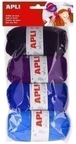 APLI - OVILLOS DE LANA 50 gr. TONOS AZULES PACK DE 4 (Ref.14092)