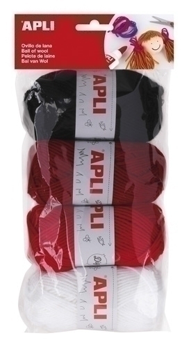 APLI - OVILLOS DE LANA 50 gr. TONOS ROJOS PACK DE 4 (Ref.14091)