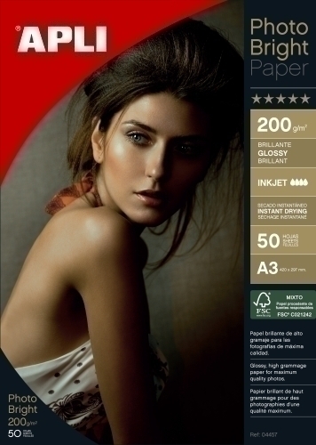 APLI - P.INKJET FOTO A3 200g 50h BRIGHT (Ref.4457)