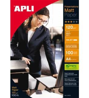APLI - PAPEL FOTOGRÁFICO PROFESIONAL MATE INKJET 120 GR. TAMAÑO A4 - 100 HOJAS - (Ref.4133)