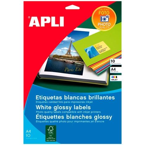 APLI - PAPEL INKJET FOTO ADHESIVO A4 (199,6x289,1) 10h GLOSSY (Ref.2926)