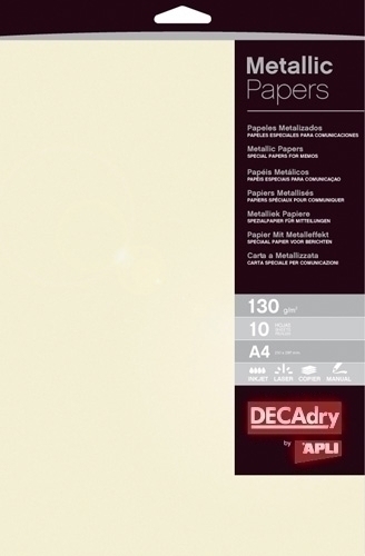 APLI - PAPEL METALIZADO A4 130g 10h CHAMPAN (Ref.11973)