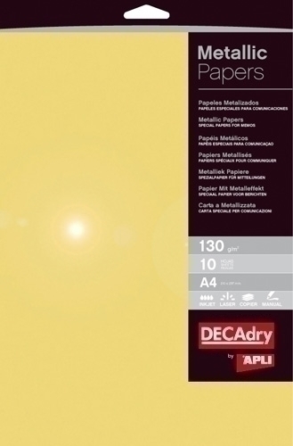 APLI - PAPEL METALIZADO A4 130g 10h ORO (Ref.11999)