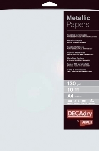 APLI - PAPEL METALIZADO A4 130g 10h PERLA (Ref.11974)