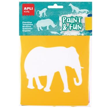 APLI - PLANTILLAS DE FORMAS ANIMALES DE LA SELVA PAINT &amp; FUN PP FLEXIBLE BOLSA DE 6 SURTIDOS (Ref.19409)