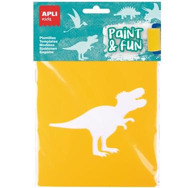 APLI - PLANTILLAS DE FORMAS DINOSAURIOS PAINT &amp; FUN PP FLEXIBLE BOLSA DE 6 SURTIDOS (Ref.19410)