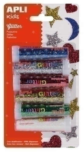 APLI - PURPURINA EN POLVO BOTE DE 6 SURTIDOS (Ref.13343)