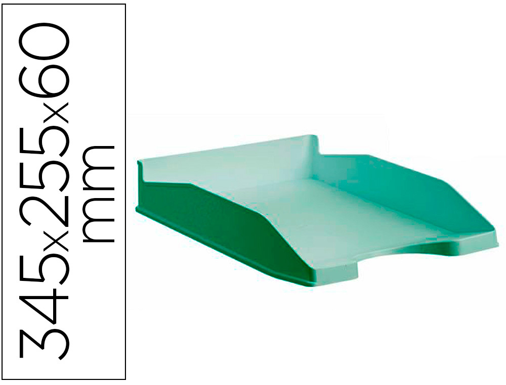 ARCHIVO 2000 - BANDEJA ECOGREEN 100% RECICLADO Y RECICLABLE APILABLE VERDE PASTEL 345X255X60 MM (Ref.742 VE PS)