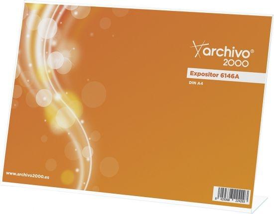 ARCHIVO 2000 - EXPOSITOR SOBREMESA "PREMIUM" EN FORMA DE L DIN A4 HORIZONTAL ESPESOR 3 MM 65X300X215 MM (Ref.6146A CS TP)