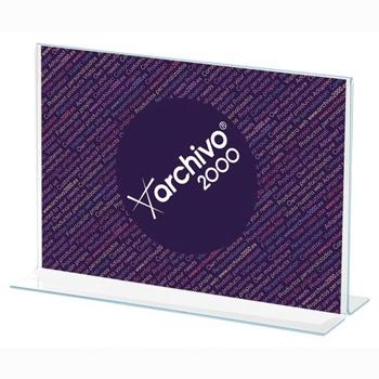 ARCHIVO 2000 - EXPOSITOR SOBREMESA EN FORMA DE T DIN A4 HORIZONTAL 85X300X215 MM CRISTAL TRANSPARENTE (Ref.11204 CS TP)