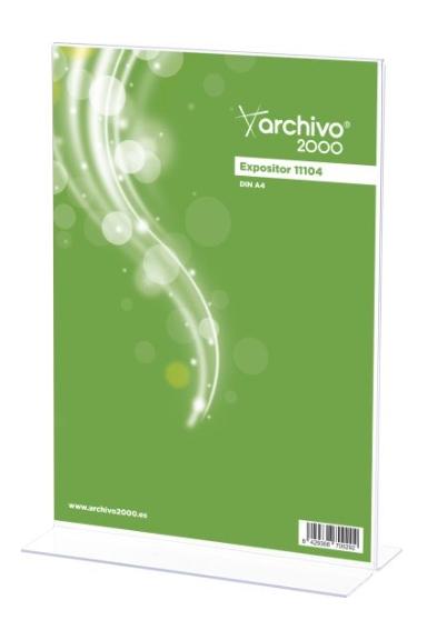 ARCHIVO 2000 - EXPOSITOR SOBREMESA EN FORMA DE T DIN A5 HORIZONTAL 75X210X155 MM CRISTAL TRANSPARENTE (Ref.11205 CS TP)