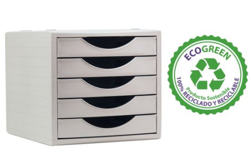 ARCHIVO 2000 - MÓDULO ORGANIZADOR ECOGREEN SOBREMESA 5 CAJONES 340X270X260 RECICLADO BLANCO PASTEL (Ref.4005 BL PS)