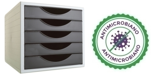 ARCHIVOTEC - MODULO 5 CAJONES ARCHIVO 2000 ANTIMICROBIANO SANITIZED NEGRO (Ref.4005AM NE)