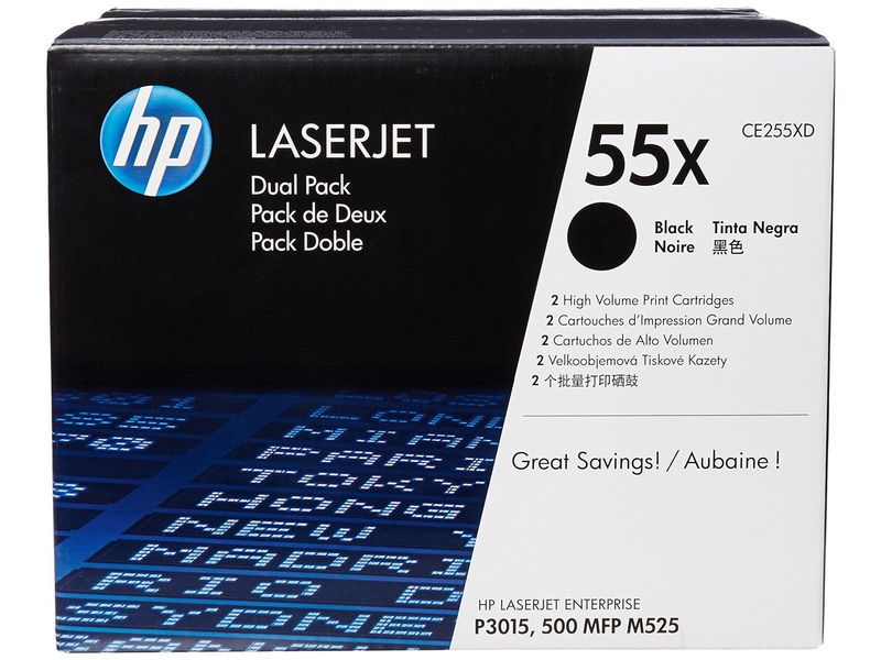HP ( HEWLETT PACKARD ) - Toner Laser ORIGINALES 55X Negro Pack 2 12.500pg (Ref.CE255XD)