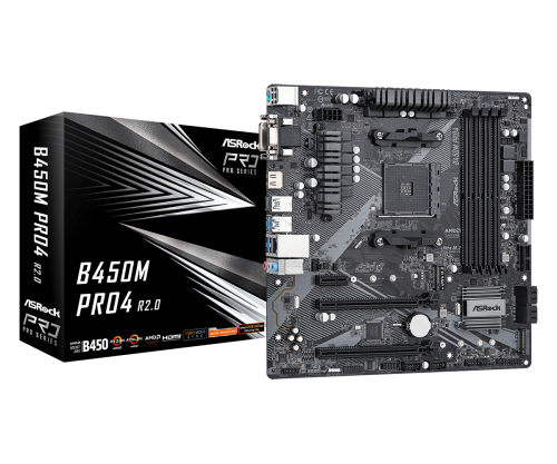 ASROCK - B450M Pro4 R2.0 AMD B450 Zócalo AM4 micro ATX (Ref.90-MXBEG0-A0UAYZ)