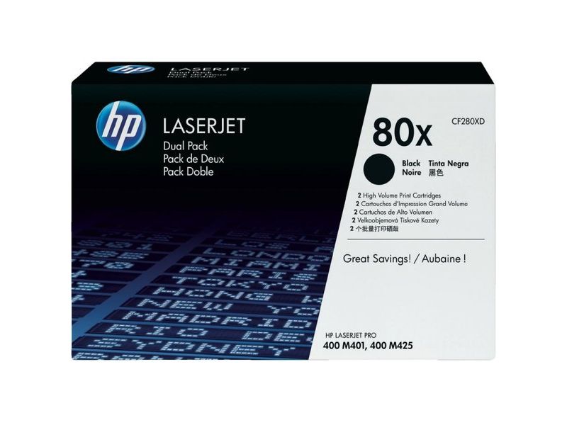 HP ( HEWLETT PACKARD ) - Toner Laser ORIGINALES 80X Negro Pack 2 (Ref.CF280XD)