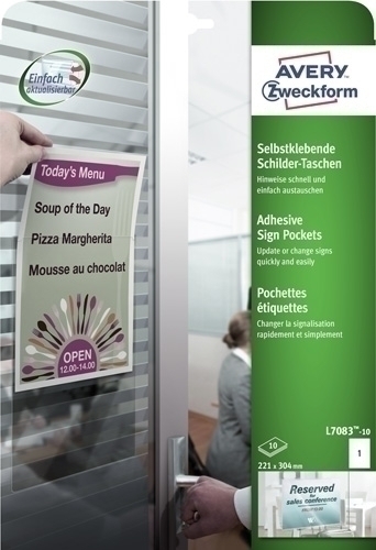 AVERY - FUNDA PORTA CARTELES VERTICAL A4+ PERMANENTE CAJA DE 10 (Ref.L7083-10)