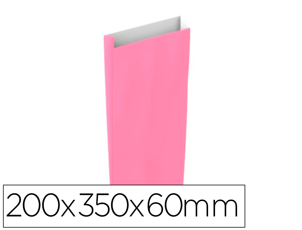 BASIKA - SOBRE PAPEL CELULOSA ROSA CON FUELLE M 200X350X60 MM PAQUETE DE 25 UNIDADES (Ref.02034004)