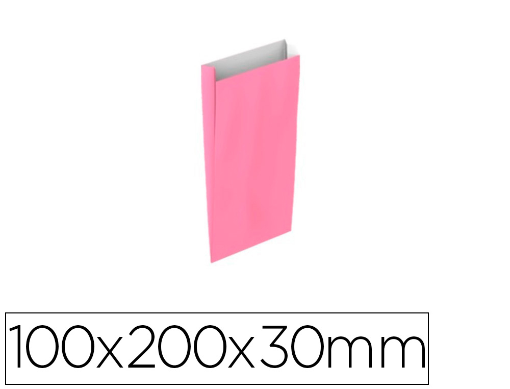 BASIKA - SOBRE PAPEL CELULOSA ROSA CON FUELLE XXS 100X200X30 MM PAQUETE DE 25 UNIDADES (Ref.2031004)