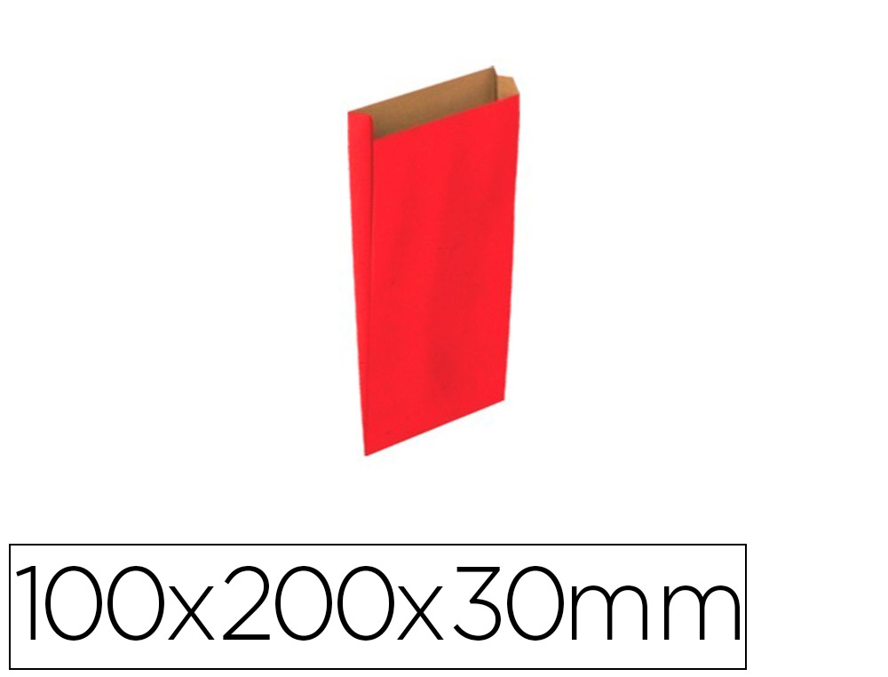 BASIKA - SOBRE PAPEL KRAFT ROJO CON FUELLE XXS 100X200X30 MM PAQUETE DE 25 UNIDADES (Ref.2016002)