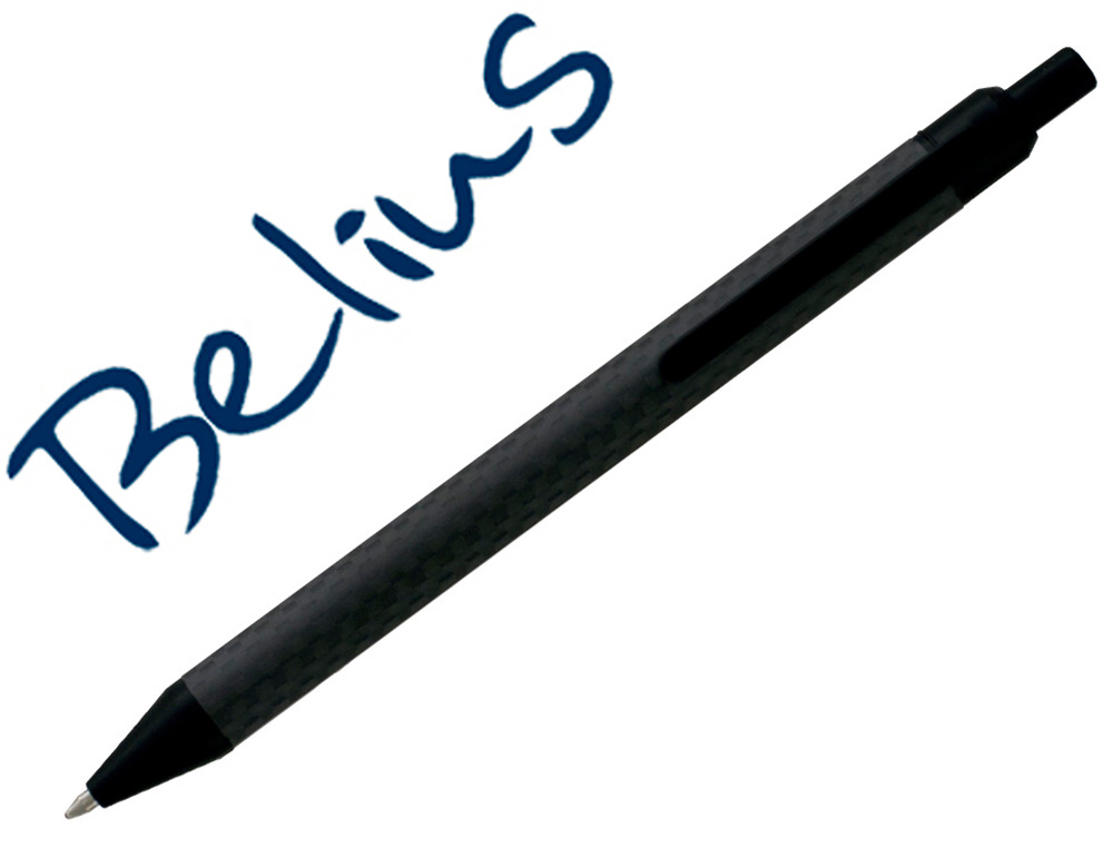 BELIUS - BOLIGRAFO POTSDAM NEGRO CUERPO FIBRA CARBON TINTA GEL AZUL EN ESTUCHE (Ref.BB222)