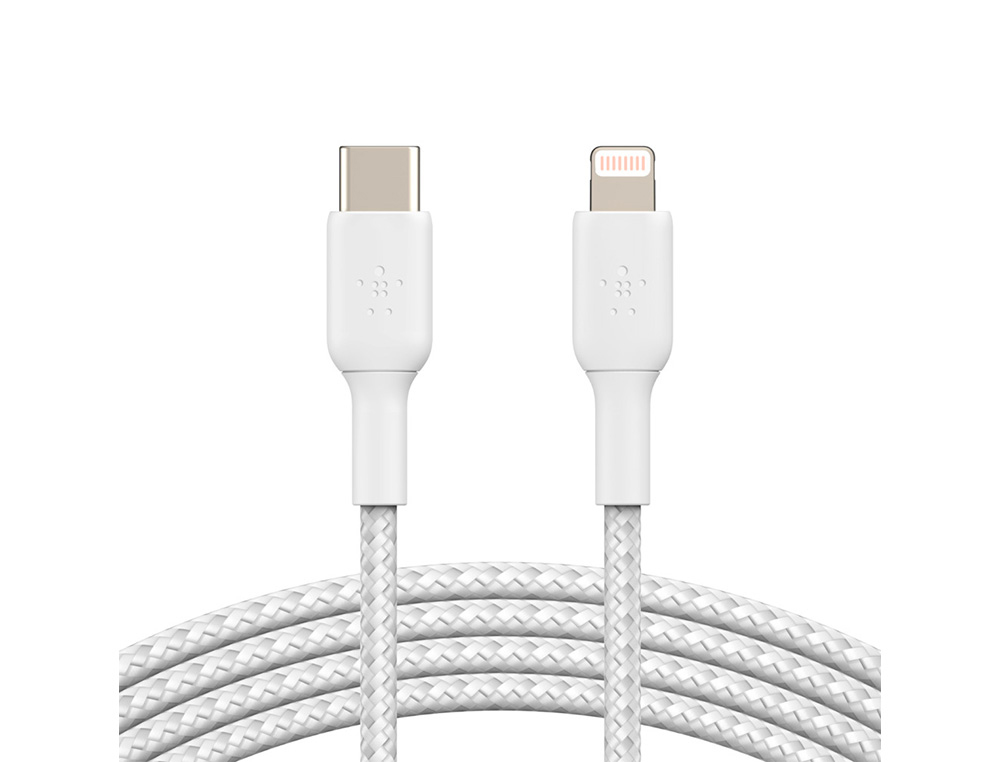 BELKIN - CABLE TRENZADO USB-C A LIGHTNING BOOST CHARGE LARGO 1 M COLOR BLANCO (Ref.CAA004BT1MWH)