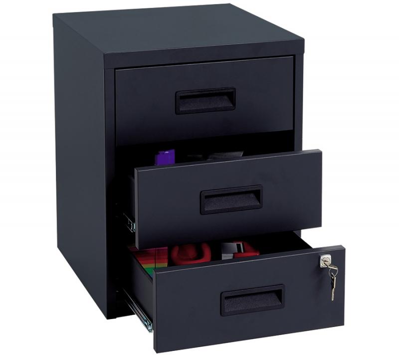 BISLEY - CAJONERA METÁLICA 3 CAJONES 40X51X40 CM (ANCHO X ALTO X FONDO) NEGRO (Ref.HF3.(3k).B)