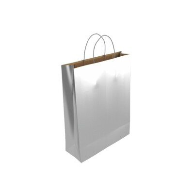 BISMARK - BOLSA PAPEL CON ASAS KRAFT PLATA M 27X12X37 CM (Ref.329850)