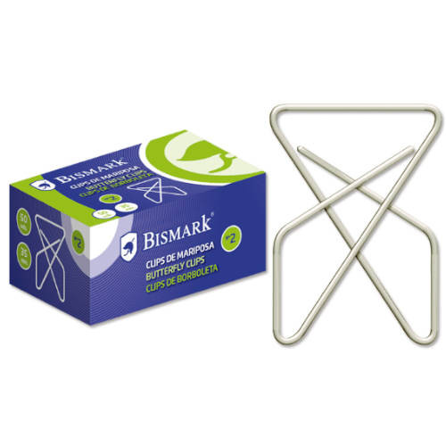BISMARK - CAJA 50 CLIPS NIQUELADOS DE MARIPOSA Nº 10 (Ref.321358)