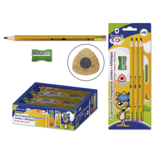 BISMARK - LAPICERO HB TRIANGULAR C/GOMA JUMBO KIDS - 3 UDS (Ref.328567)