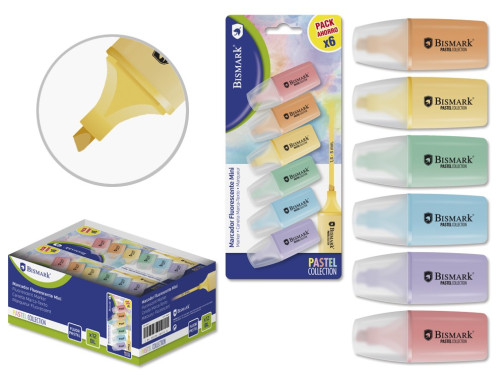 BISMARK - MINI ROTULADOR FLUORESCENTE PASTEL BLIST 6 (Ref.328171)