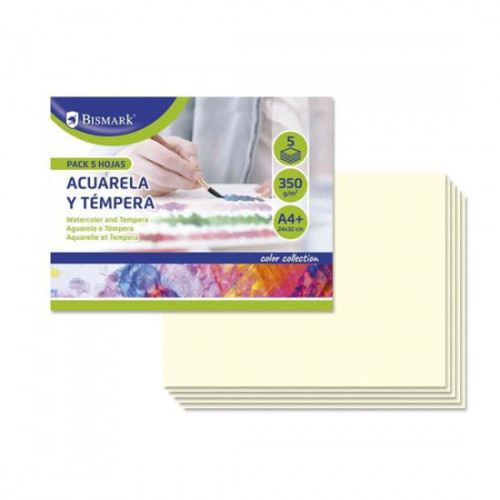 BISMARK - PACK 5 CARTULINAS DIBUJO ACUARELAS Y TEMPERAS A4+ (Ref.328824)